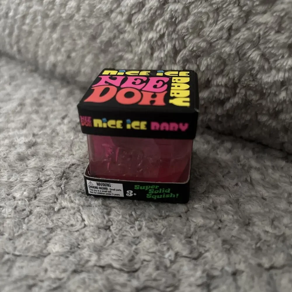 Schylling NeeDoh Nice Ice Baby Super Solid Squish Mini Cube Pink
